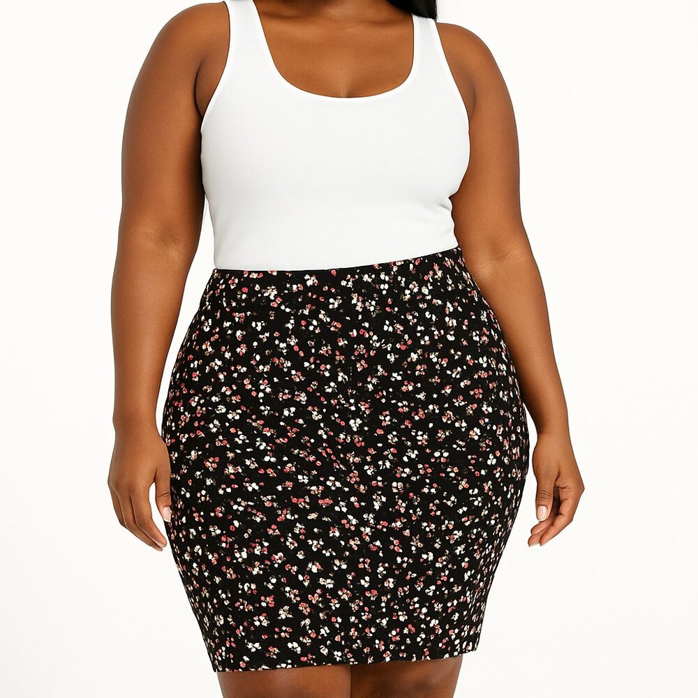 Liz Claiborne Career Lined Floral Skirt Sz 18 Plus Size Curvy Office Work Wear